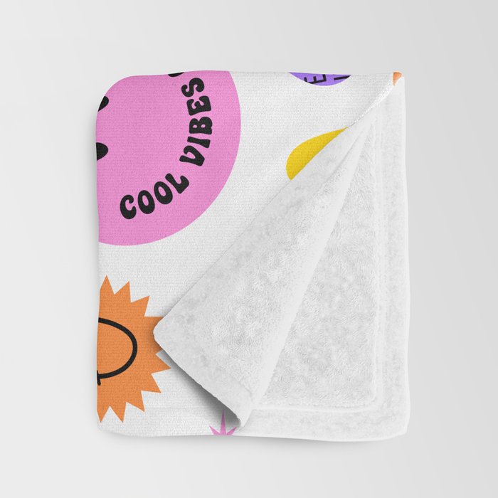 Retro funny sticker label cartoon pattern Throw Blanket Gallery Image 3