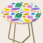 Retro funny sticker label cartoon pattern Side Table Gallery Image 2