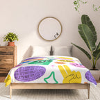 Retro funny sticker label cartoon pattern Comforter Gallery Image 3