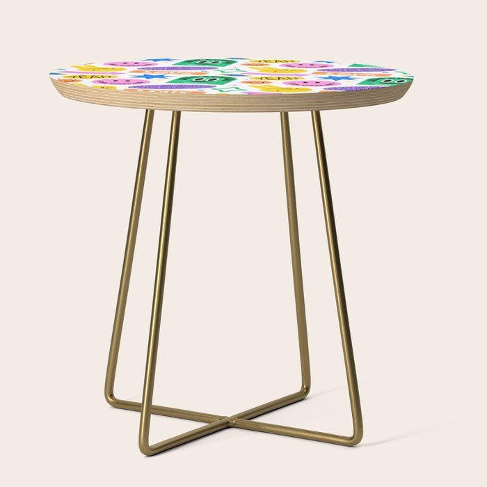 Retro funny sticker label cartoon pattern Side Table Gallery Image 1