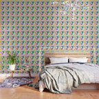 Retro funny sticker label cartoon pattern Wallpaper Gallery Image 3