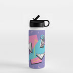 Memphis Pattern 57 - 80s - 90s Retro / 2nd year anniversary design Water Bottle Gallery Image 1