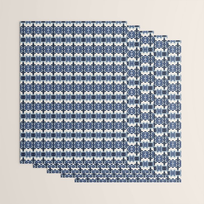 Ornate Blue and White Shibori Wrapping Paper Gallery Image 3