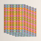 Eclectic Colorful Woven Stripes Retro Contemporary Pattern in Brown Lime Pink Orange Blue Wrapping Paper Gallery Image 3
