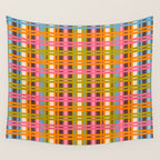 Eclectic Colorful Woven Stripes Retro Contemporary Pattern in Brown Lime Pink Orange Blue Wall Tapestry Gallery Image 4