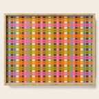 Eclectic Colorful Woven Stripes Retro Contemporary Pattern in Brown Lime Pink Orange Blue Serving Tray Gallery Image 1