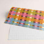 Eclectic Colorful Woven Stripes Retro Contemporary Pattern in Brown Lime Pink Orange Blue Wrapping Paper Gallery Image 2