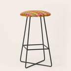 Eclectic Colorful Woven Stripes Retro Contemporary Pattern in Brown Lime Pink Orange Blue Stool Gallery Image 1