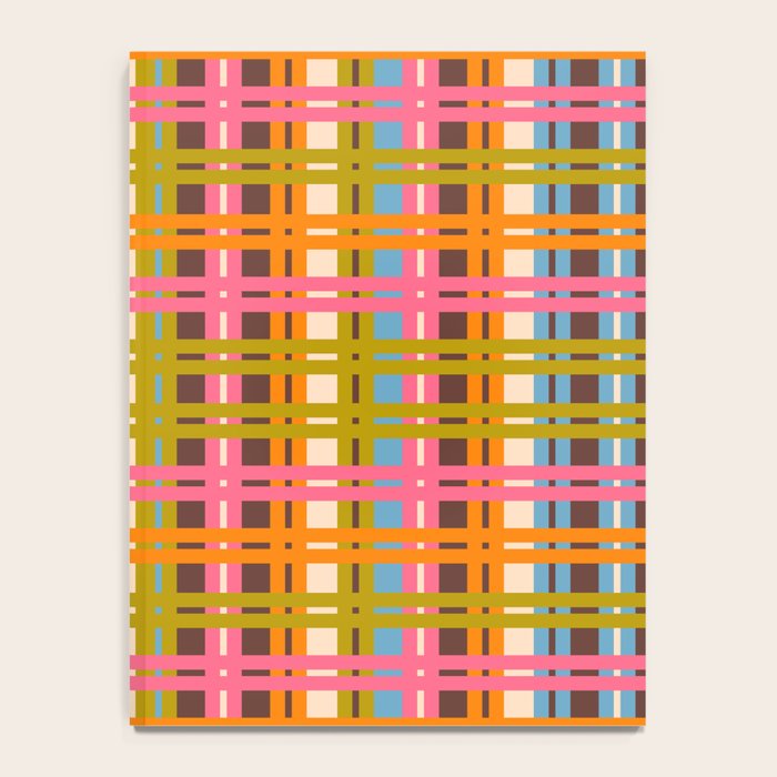 Eclectic Colorful Woven Stripes Retro Contemporary Pattern in Brown Lime Pink Orange Blue Notebook Gallery Image 4
