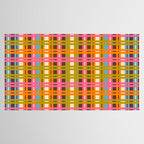 Eclectic Colorful Woven Stripes Retro Contemporary Pattern in Brown Lime Pink Orange Blue Tablecloth Gallery Image 2