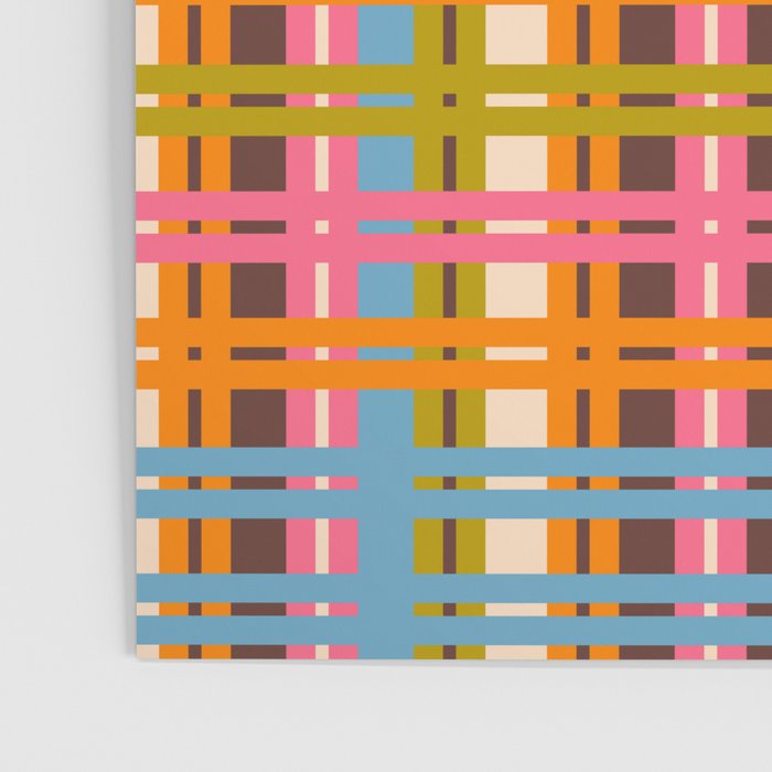 Eclectic Colorful Woven Stripes Retro Contemporary Pattern in Brown Lime Pink Orange Blue Poster Gallery Image 3
