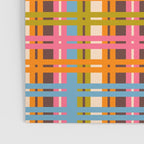 Eclectic Colorful Woven Stripes Retro Contemporary Pattern in Brown Lime Pink Orange Blue Poster Gallery Image 3