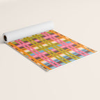 Eclectic Colorful Woven Stripes Retro Contemporary Pattern in Brown Lime Pink Orange Blue Yoga Mat Gallery Image 2