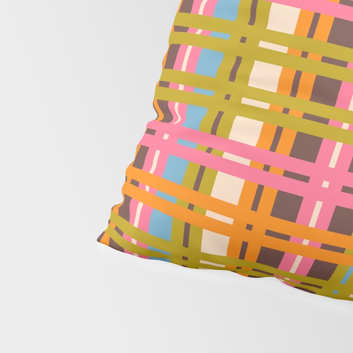 Eclectic Colorful Woven Stripes Retro Contemporary Pattern in Brown Lime Pink Orange Blue Pillow Sham Gallery Image 4