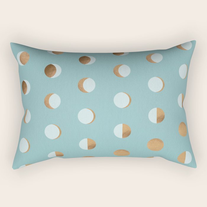 The Lunar Cycle â¢ Phases of the Moon â Copper & Robin's Egg Blue Palette Rectangular Pillow Gallery Image 1