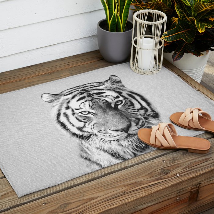 Tiger - Black & White Outdoor Rug Gallery Image 2