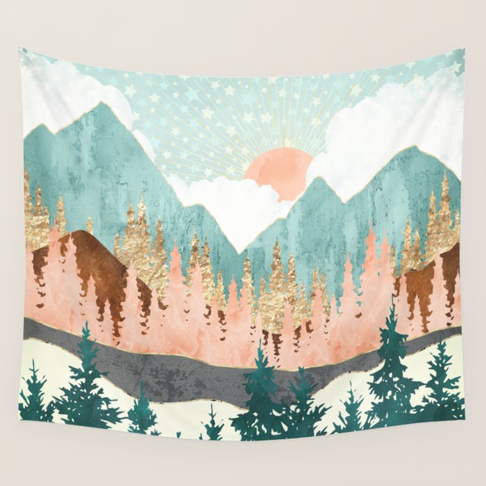 Winter Forest Vista Wall Tapestry Gallery Image 4
