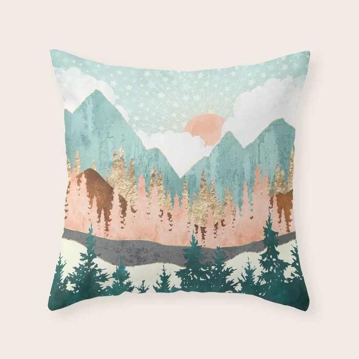 Winter Forest Vista Throw Pillow Gallery Image 1