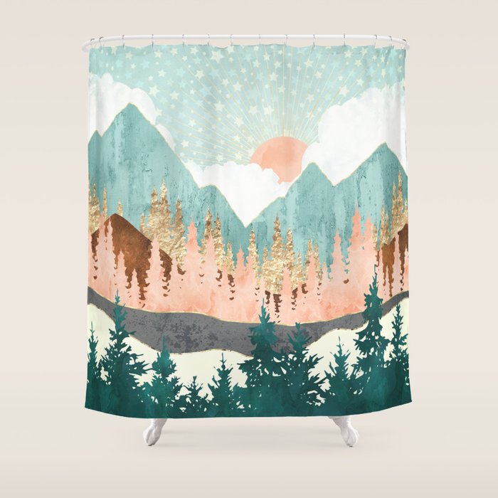 Winter Forest Vista Shower Curtain Gallery Image 1
