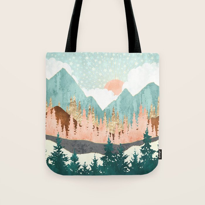 Winter Forest Vista Tote Bag Gallery Image 1