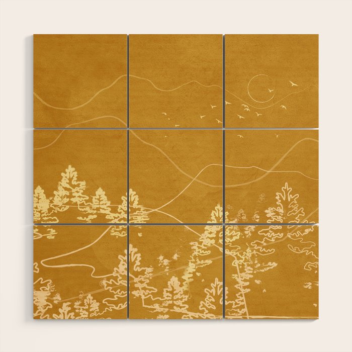Minimalist Landscape Line Art III Wood Wall Art Gallery Image 1
