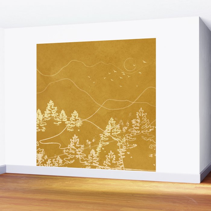 Minimalist Landscape Line Art III Wall Mural Gallery Image 2
