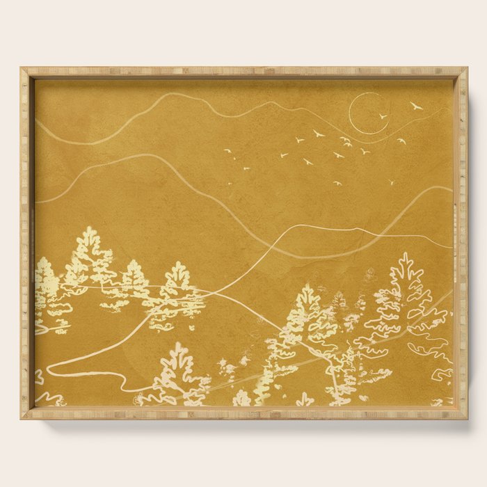 Minimalist Landscape Line Art III Serving Tray Gallery Image 1