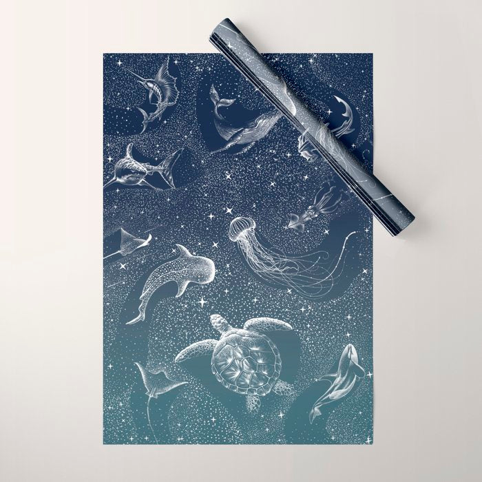 Cosmic Ocean  COLOR GRAD -  turquoise Wrapping Paper Gallery Image 1