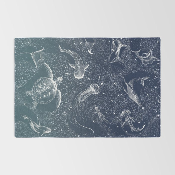 Cosmic Ocean  COLOR GRAD -  turquoise Rug Gallery Image 2