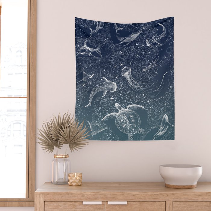 Cosmic Ocean  COLOR GRAD -  turquoise Wall Tapestry Gallery Image 2