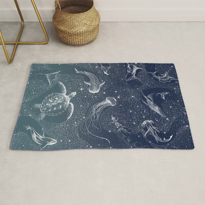 Cosmic Ocean  COLOR GRAD -  turquoise Rug Gallery Image 1