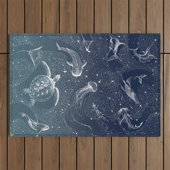 Cosmic Ocean  COLOR GRAD -  turquoise Outdoor Rug Gallery Image 1