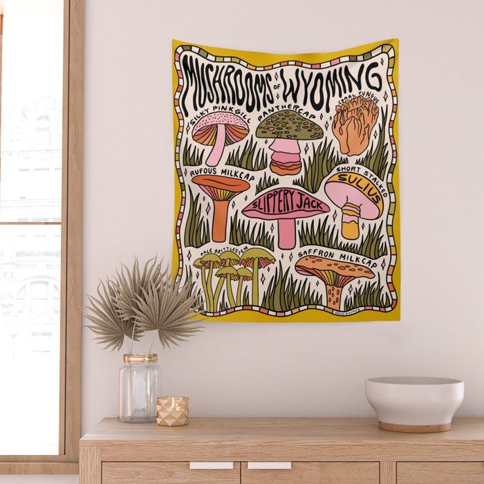 Mushrooms of Wyoming Wall Tapestry Gallery Image 2