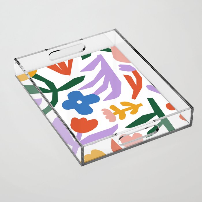 Retro spring flower nature drawing Acrylic Tray Gallery Image 1