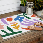 Retro spring flower nature drawing Outdoor Rug Gallery Image 2