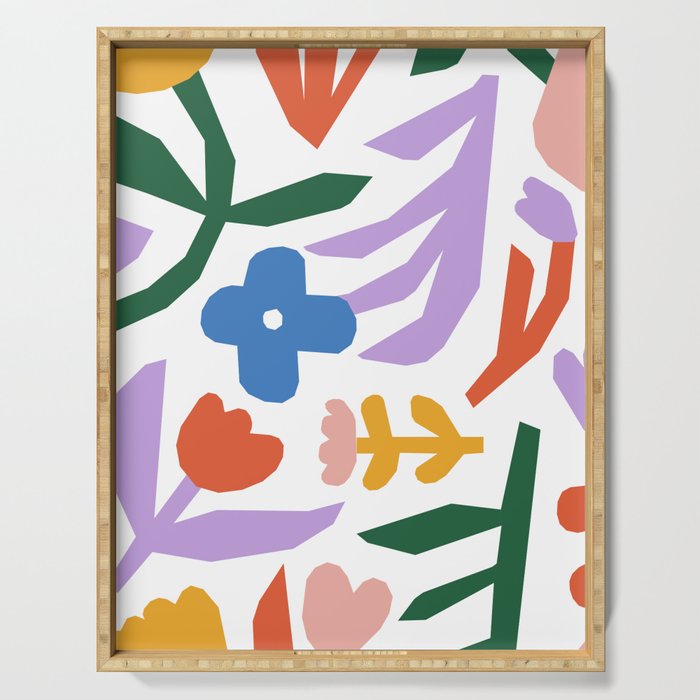 Retro spring flower nature drawing Serving Tray Gallery Image 1