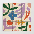 Retro spring flower nature drawing Wood Wall Art Gallery Image 1
