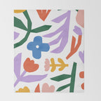 Retro spring flower nature drawing Throw Blanket Gallery Image 2