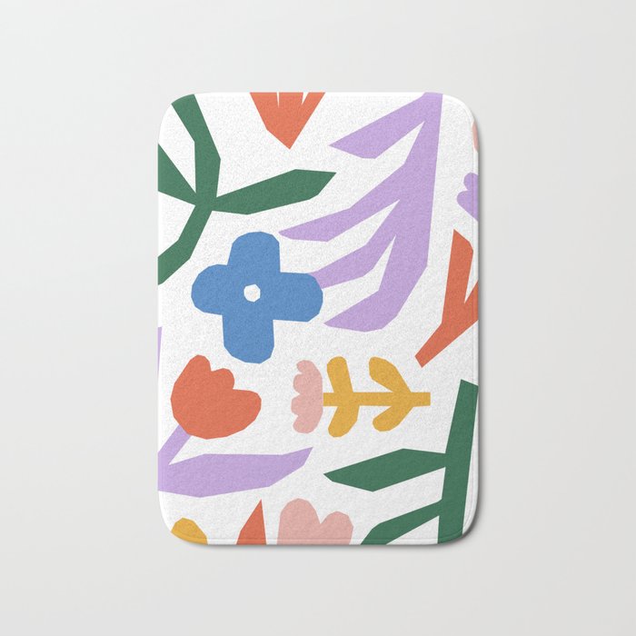 Retro spring flower nature drawing Bath Mat Gallery Image 1