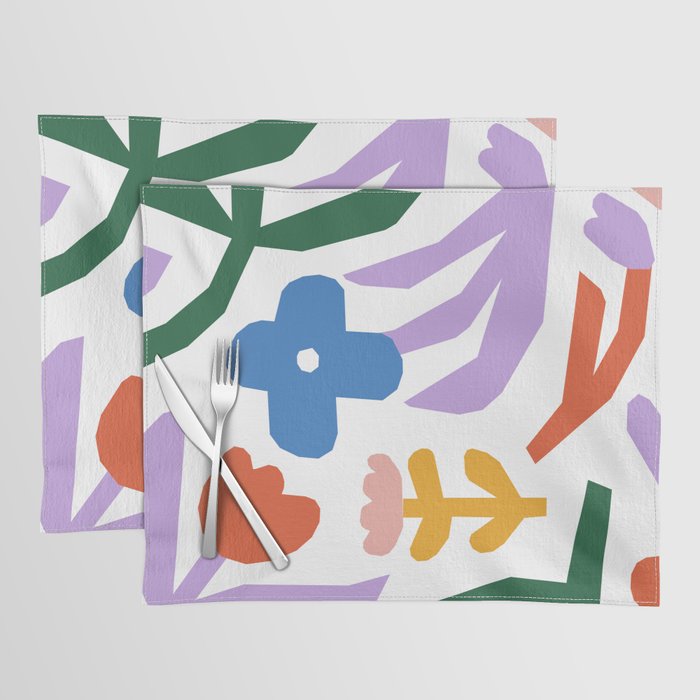 Retro spring flower nature drawing Placemat Gallery Image 1