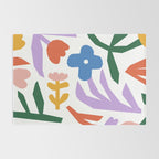 Retro spring flower nature drawing Rug Gallery Image 2