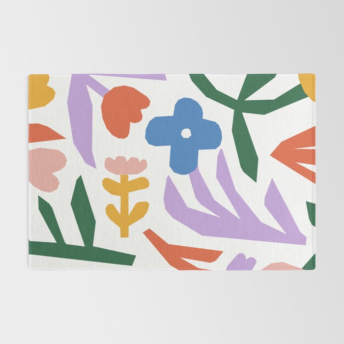 Retro spring flower nature drawing Rug Gallery Image 2