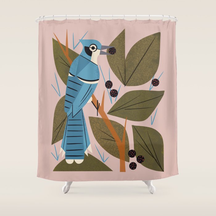 Blue Jay And Berries Shower Curtain Gallery Image 1