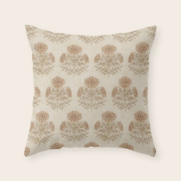 Marigold - faded terracotta and olive Throw Pillow Gallery Image 1