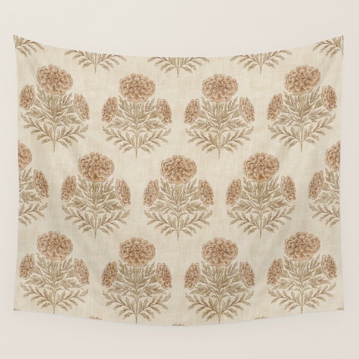 Marigold - faded terracotta and olive Wall Tapestry Gallery Image 4