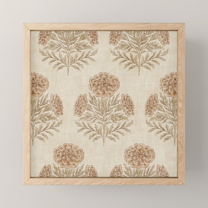 Marigold - faded terracotta and olive Mini Art Print Gallery Image 1