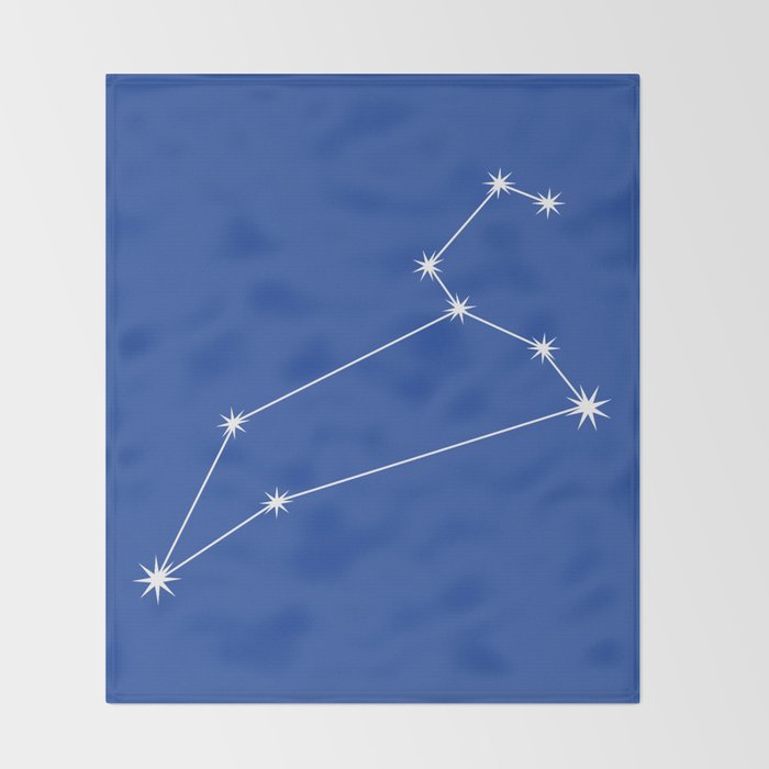 Leo Zodiac Star Constellation Line Art Vibrant Blue Throw Blanket Gallery Image 2