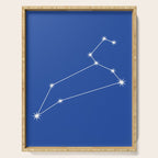 Leo Zodiac Star Constellation Line Art Vibrant Blue Serving Tray Gallery Image 1