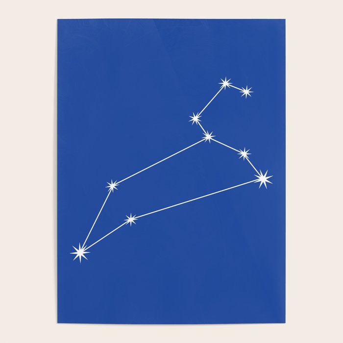 Leo Zodiac Star Constellation Line Art Vibrant Blue Poster Gallery Image 4