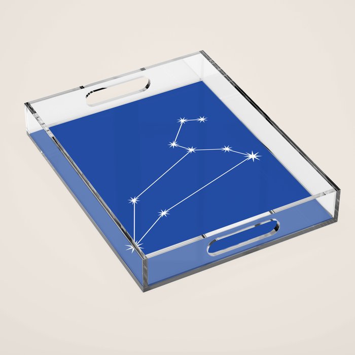 Leo Zodiac Star Constellation Line Art Vibrant Blue Acrylic Tray Gallery Image 1